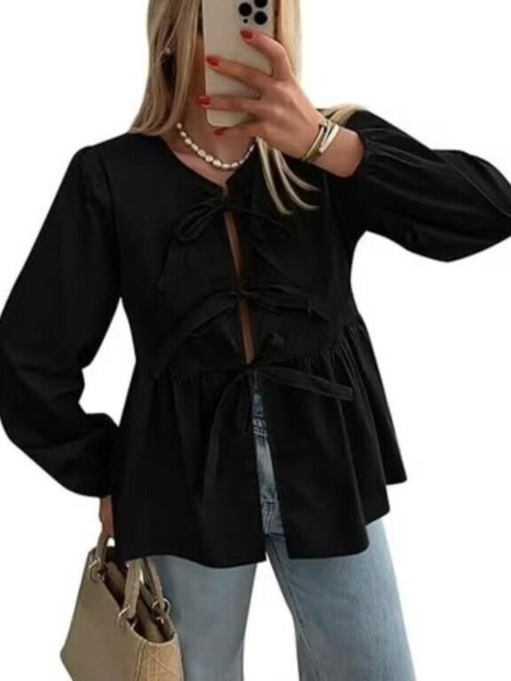 ✨ Prettygarden Peplum Top Black Medium NWT